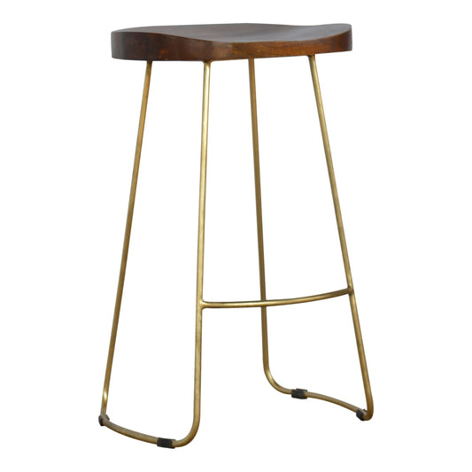 Cote Furniture | Gold Iron Bar Stool - Chestnut Stools IN251