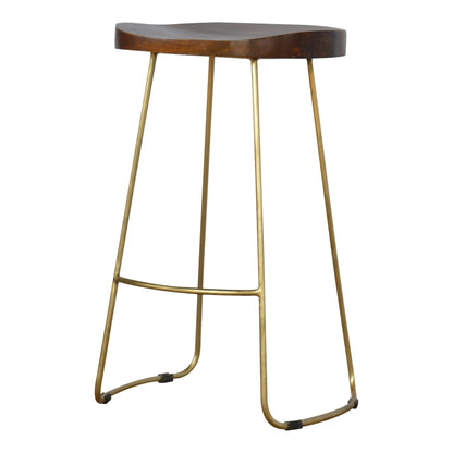 Cote Furniture | Gold Iron Bar Stool - Chestnut Stools IN251