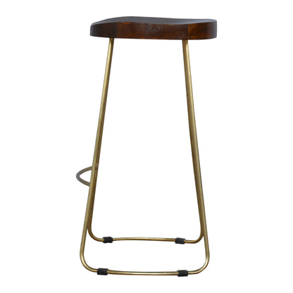 Cote Furniture | Gold Iron Bar Stool - Chestnut Stools IN251