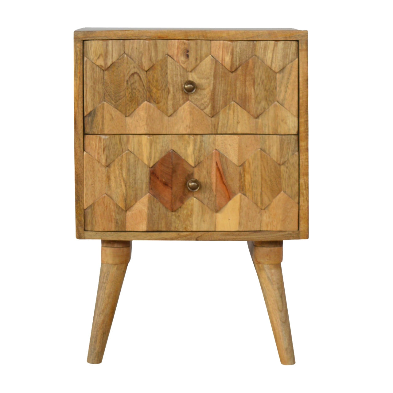 Cote Furniture | Pineapple Carved Bedside Table 2 Drawer - Oak Compact, Pineapple, Bedside Tables IN270