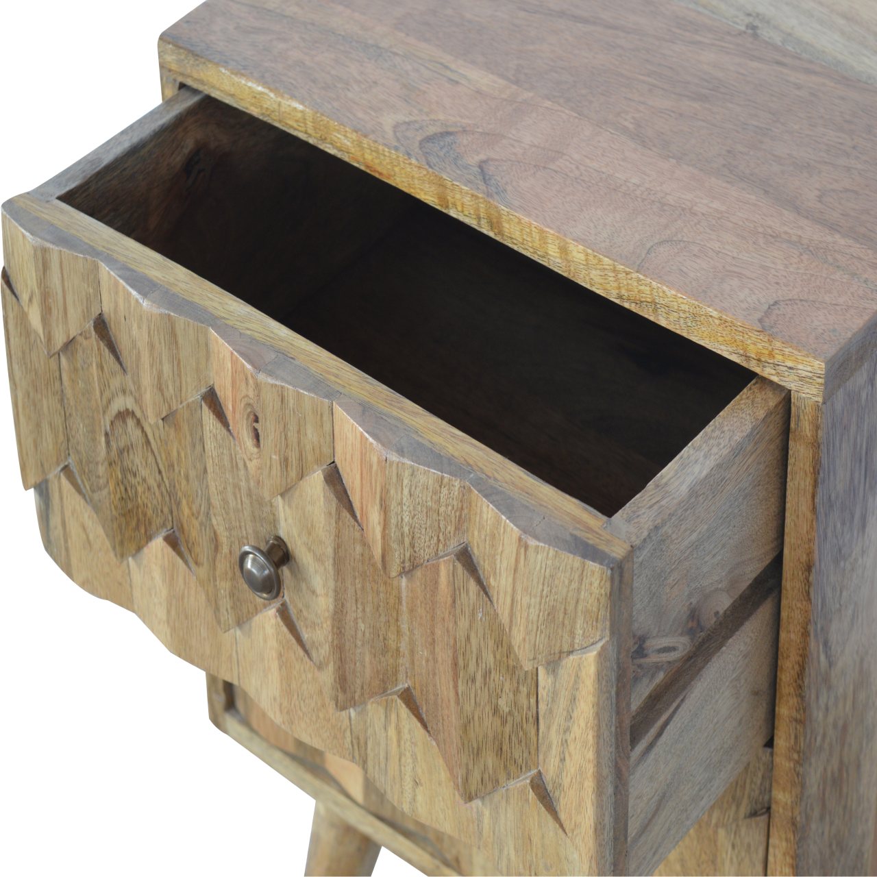 Cote Furniture | Pineapple Carved Bedside Table 2 Drawer - Oak Compact, Pineapple, Bedside Tables IN270