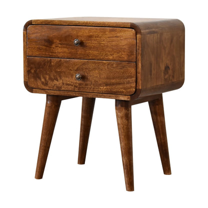 Cote Furniture | Curved Bedside Table - Chestnut Curved, Bedside Tables IN308