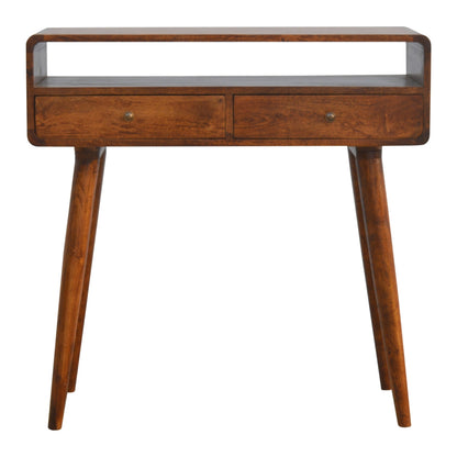 Cote Furniture | Curved Console Table 2 Drawer - Chestnut Curved, Console Tables IN311