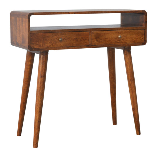 Cote Furniture | Curved Console Table 2 Drawer - Chestnut Curved, Console Tables IN311