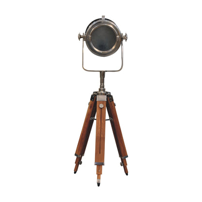 Cote Furniture | Spotlight TriPod Floor Lamp - Chrome With Wooden Legs (Style 1) Floor Lamps IN3140