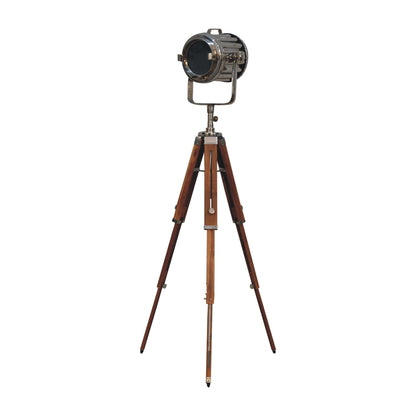 Cote Furniture | Spotlight TriPod Floor Lamp - Chrome With Wooden Legs (Style 1) Floor Lamps IN3140