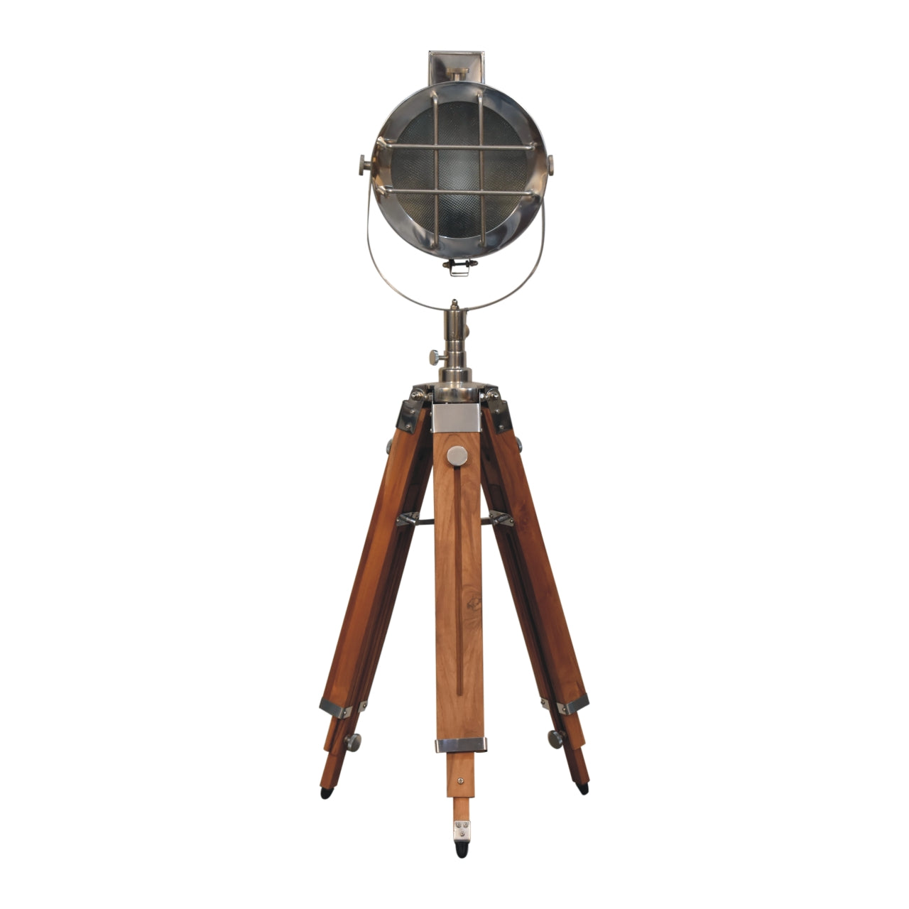 Cote Furniture | Spotlight TriPod Floor Lamp - Chrome With Wooden Legs (Style 2) Floor Lamps IN3144