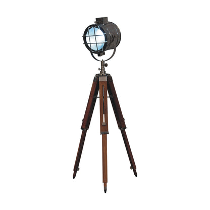 Cote Furniture | Spotlight TriPod Floor Lamp - Chrome With Wooden Legs (Style 2) Floor Lamps IN3144