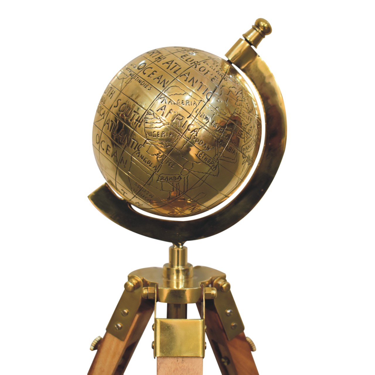 Cote Furniture | Tripod Globe - Antique Brass  Decorative Objects IN3152