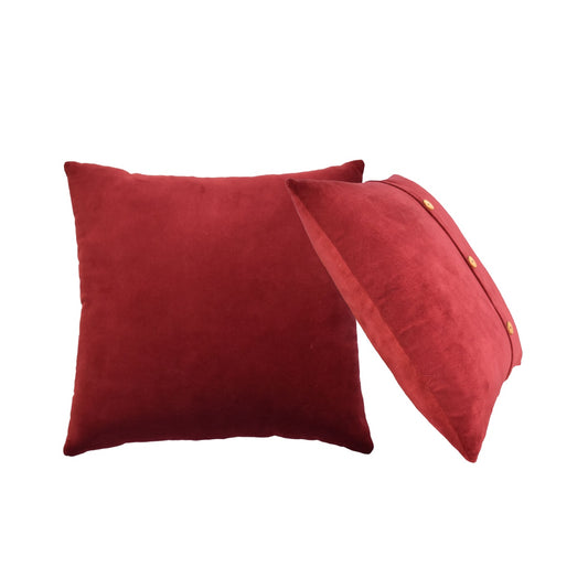 Cote Furniture | Quinn Velvet Button Cushion Set of 2 - Wine Red IN3200