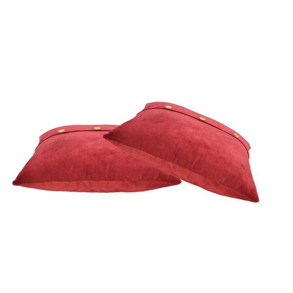 Cote Furniture | Quinn Velvet Button Cushion Set of 2 - Wine Red IN3200