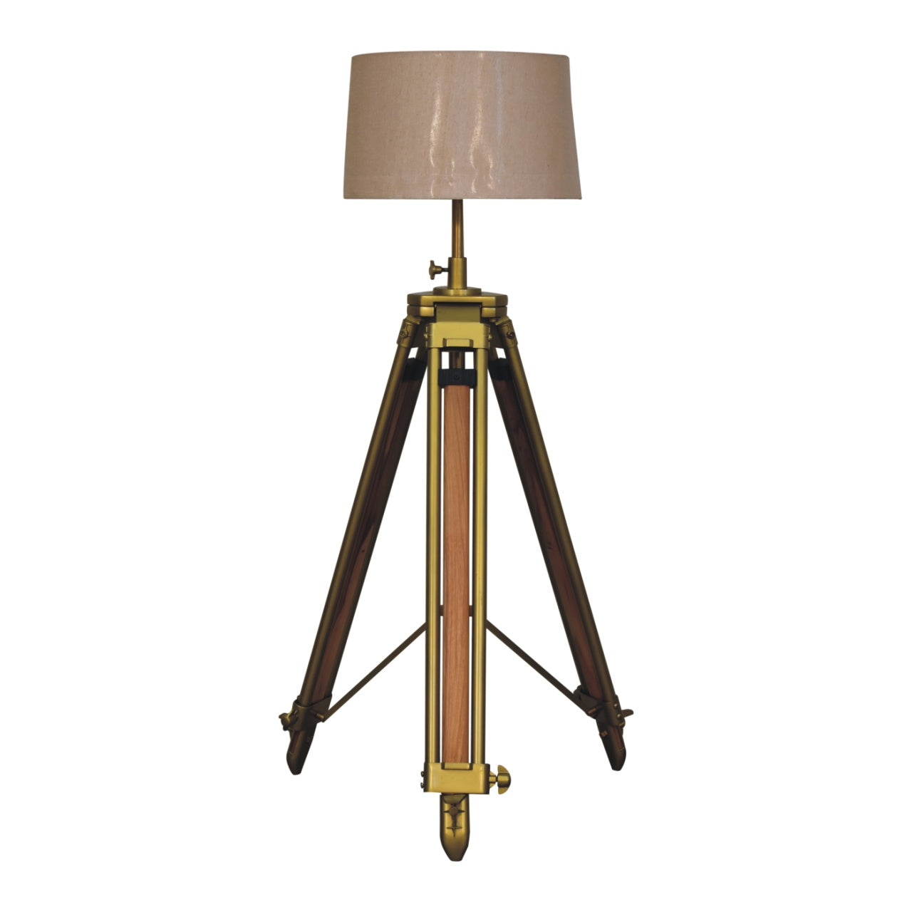 Cote Furniture | Tripod Floor Lamp - Brass Plated and Wood Floor Lamps IN3249