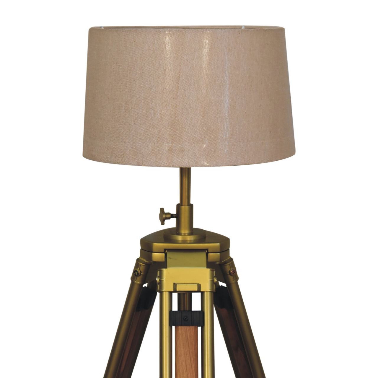 Cote Furniture | Tripod Floor Lamp - Brass Plated and Wood Floor Lamps IN3249