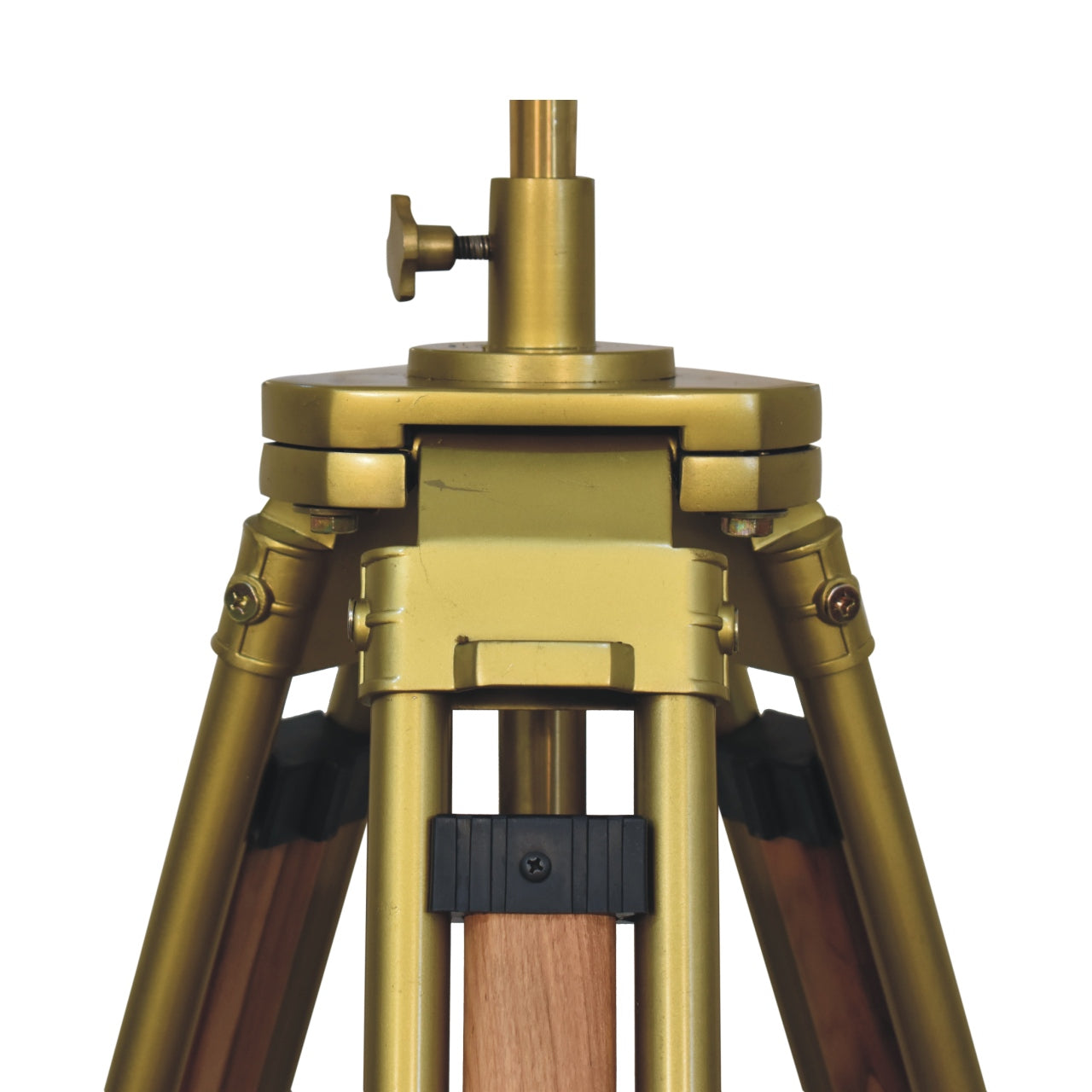 Cote Furniture | Tripod Floor Lamp - Brass Plated and Wood Floor Lamps IN3249