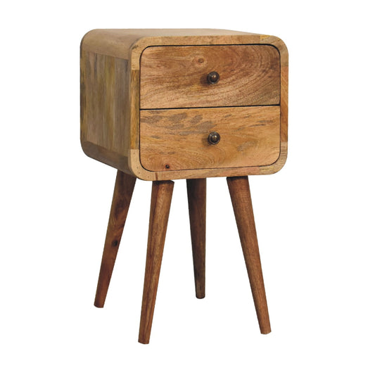 Cote Furniture | Small Curved Bedside Table - Oak Compact, Bedside Tables IN3262