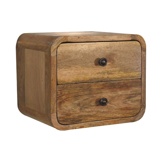 Cote Furniture | Small Curve Floating Bedside Table (Wall Mounted) - Oak Compact, Bedside Tables IN3264