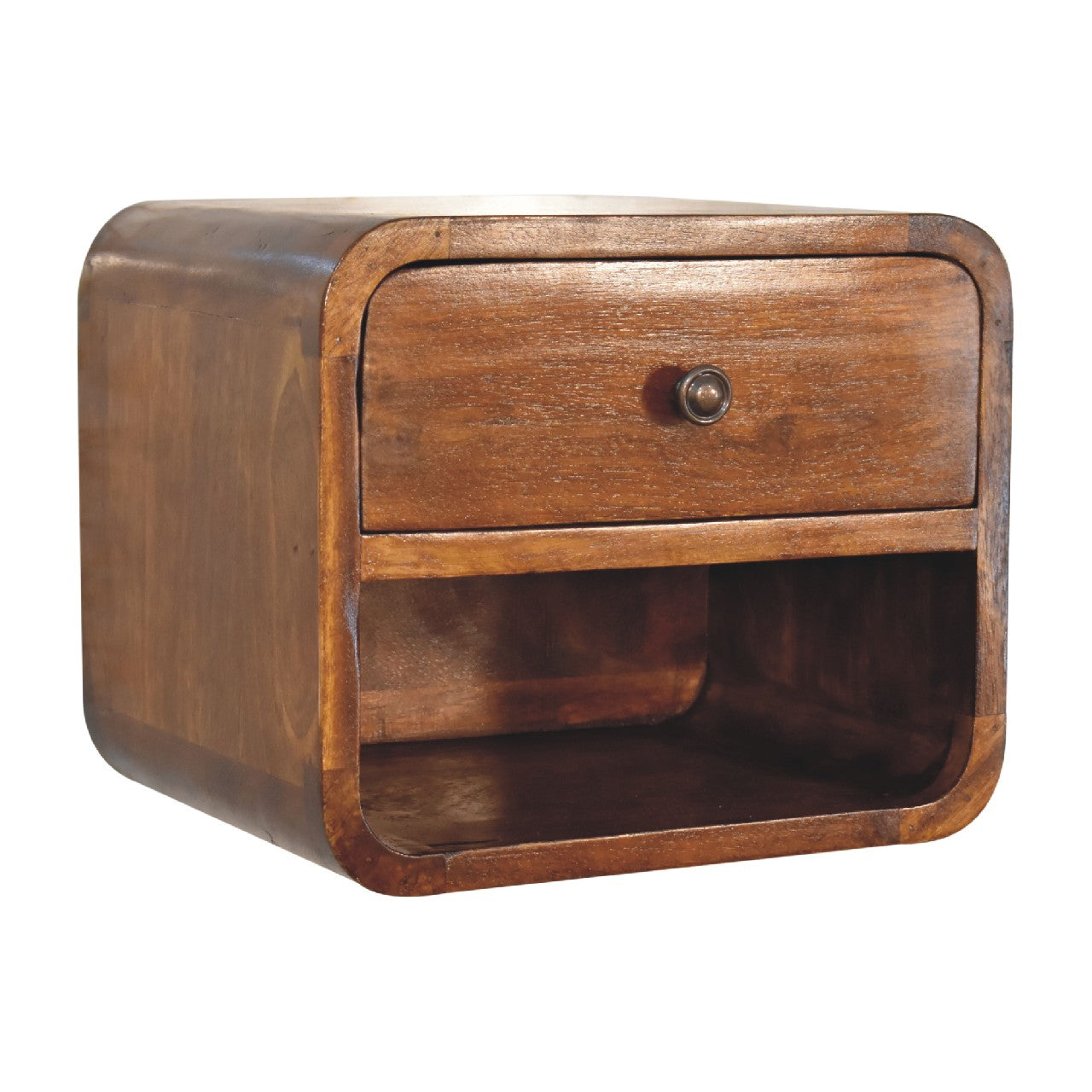 Cote Furniture | Small Curve Floating Bedside Table (Wall Mounted) - Chestnut Compact, Bedside Tables IN3265