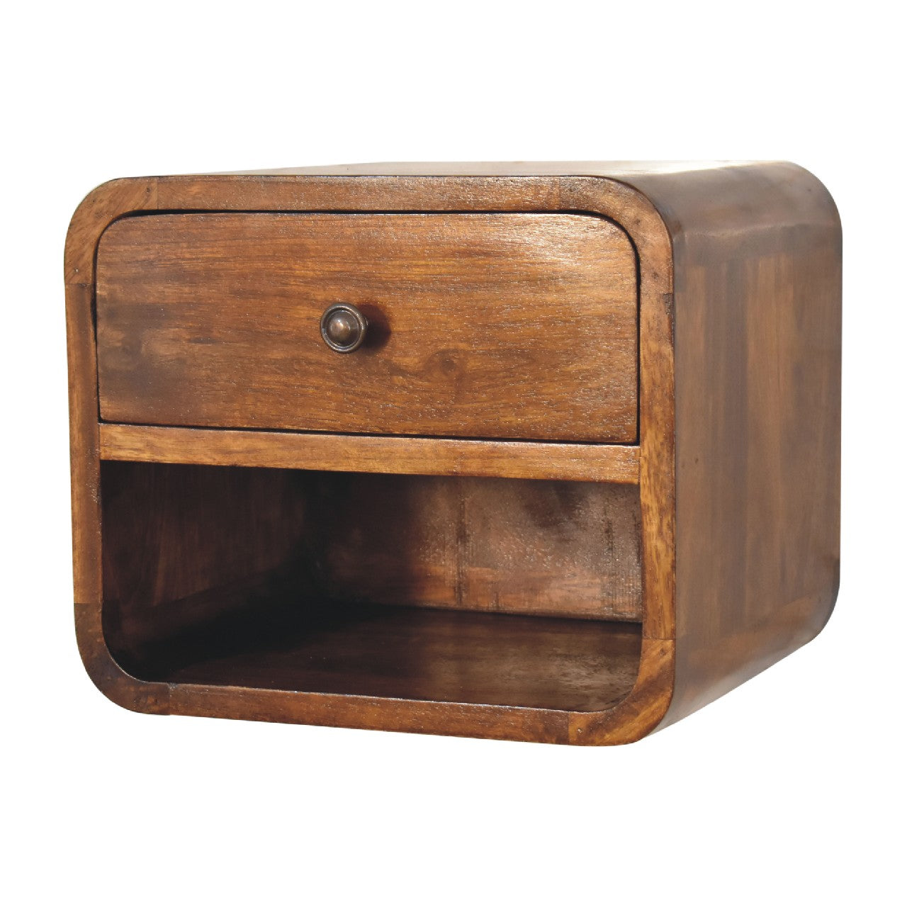 Cote Furniture | Small Curve Floating Bedside Table (Wall Mounted) - Chestnut Compact, Bedside Tables IN3265