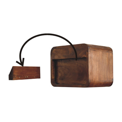 Cote Furniture | Small Curve Floating Bedside Table (Wall Mounted) - Chestnut Compact, Bedside Tables IN3265