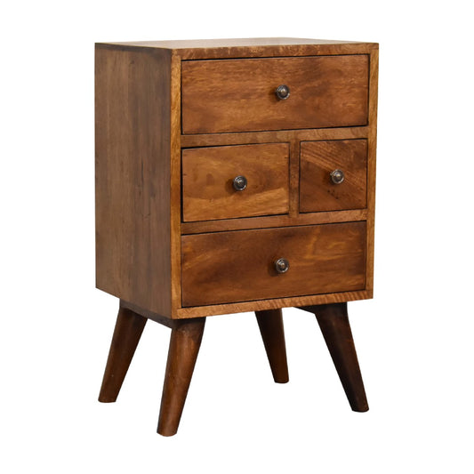 Cote Furniture | 4 Drawer Multi Bedside Table - Chestnut Bedside Tables IN3278