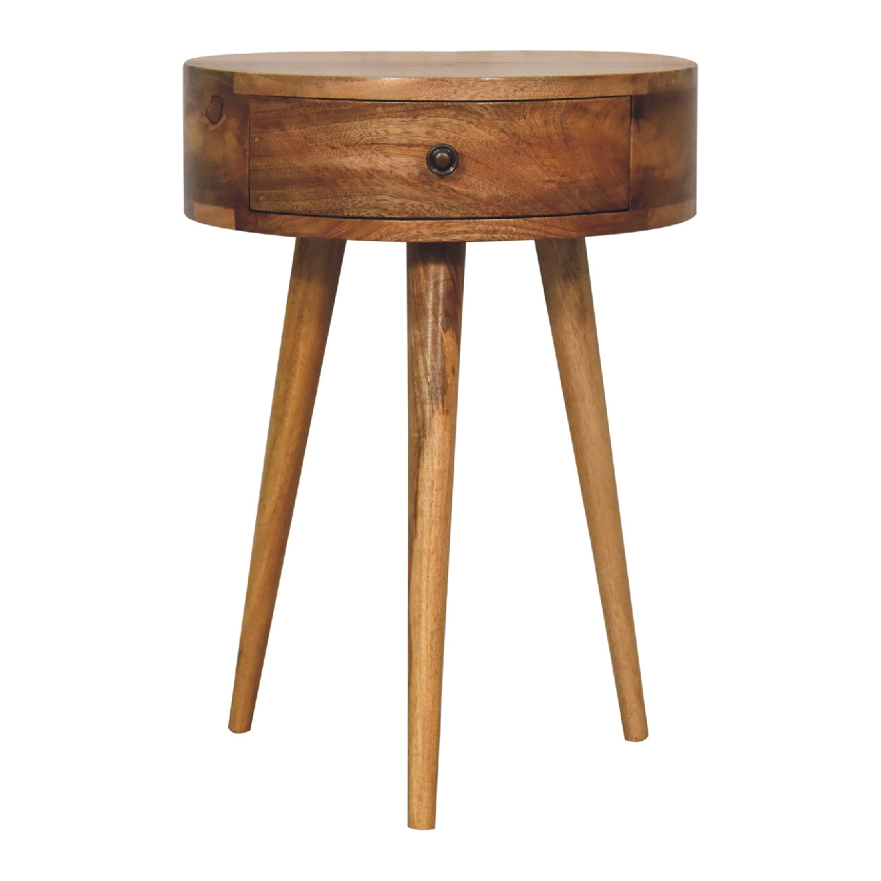 Cote Furniture | Small Circular Shape Bedside Table - Oak Compact, Bedside Tables IN3279