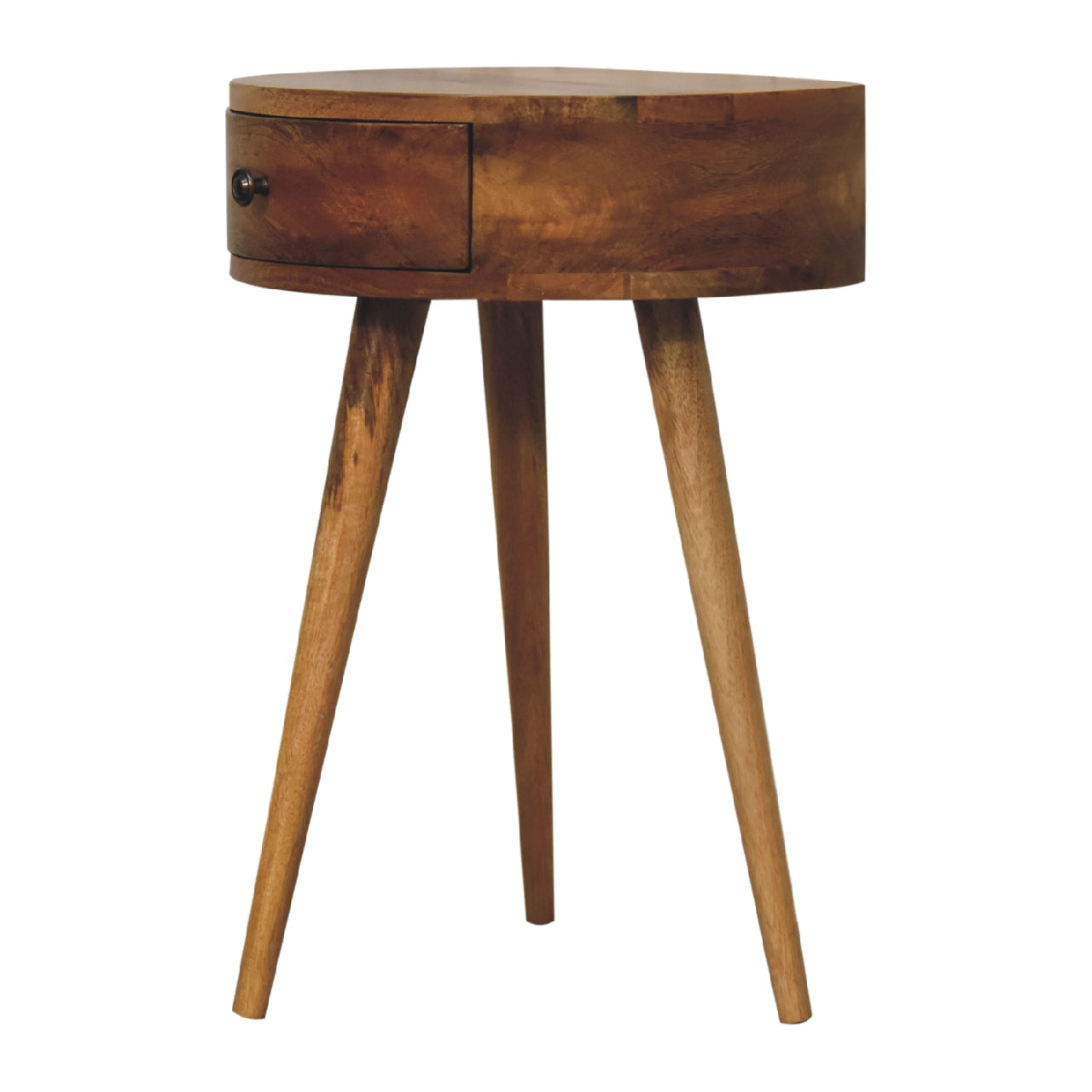 Cote Furniture | Small Circular Shape Bedside Table - Oak Compact, Bedside Tables IN3279