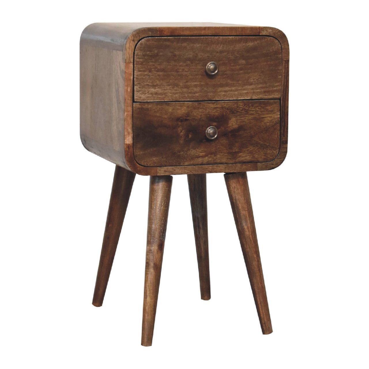 Cote Furniture | Small Curved Bedside Table - Classic Grey  Compact, Bedside Tables IN3281