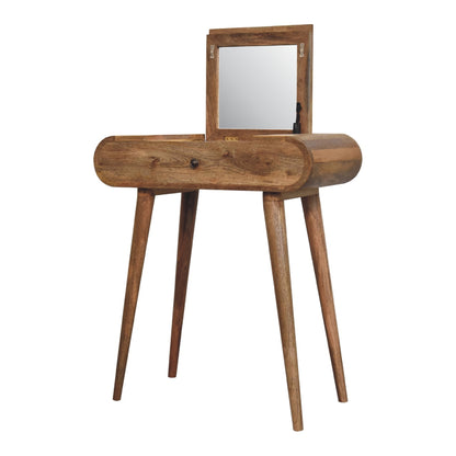 Cote Furniture | Small Round Dressing Table With Mirror - Oak Compact, Dressing Tables & Desks, Mirrors IN3285