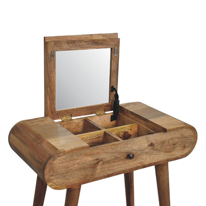 Cote Furniture | Small Round Dressing Table With Mirror - Oak Compact, Dressing Tables & Desks, Mirrors IN3285