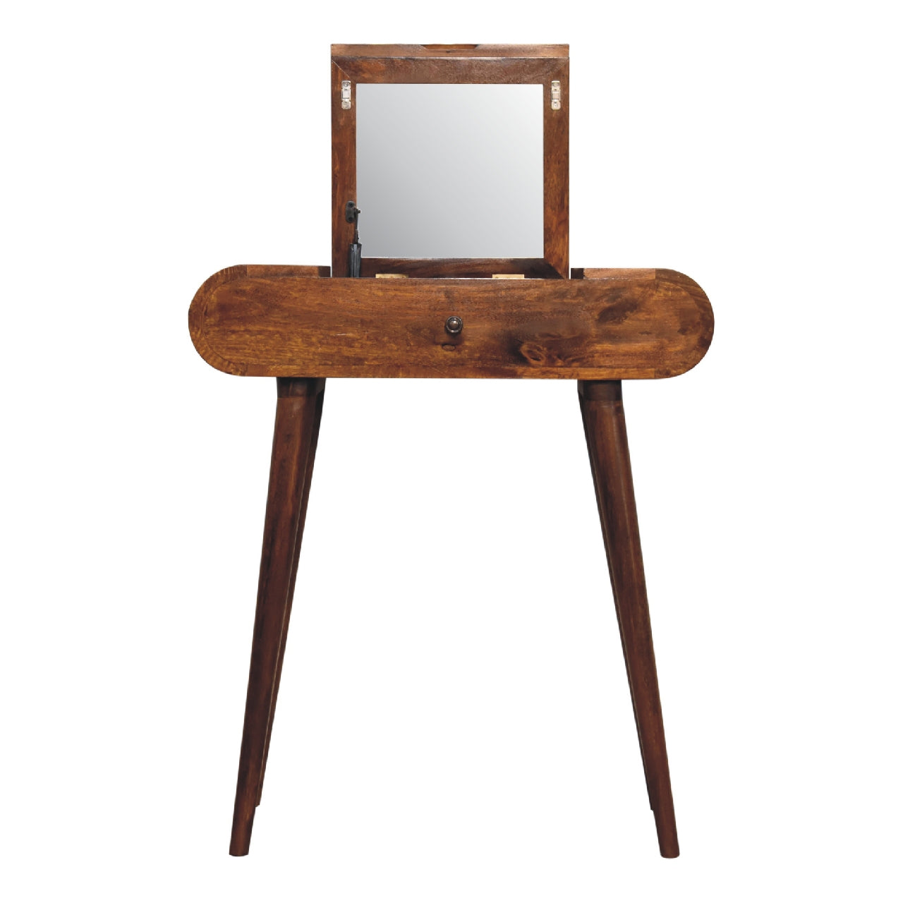 Cote Furniture | Small Round Dressing Table With Mirror - Chestnut  Compact, Dressing Tables & Desks, Mirrors IN3286