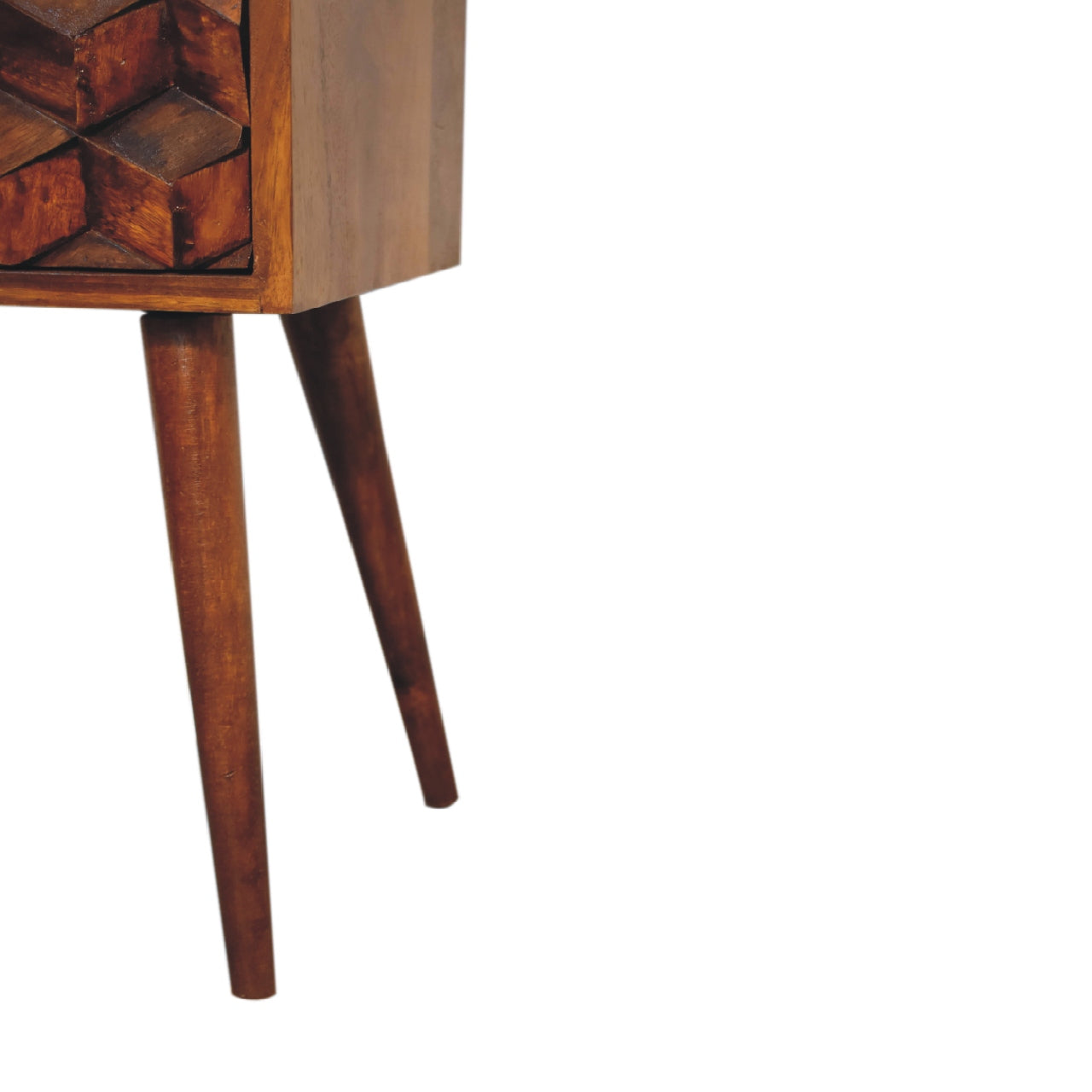 Cote Furniture | Small Cube Bedside Table 2 Drawer - Chestnut  Compact, Bedside Tables IN3288