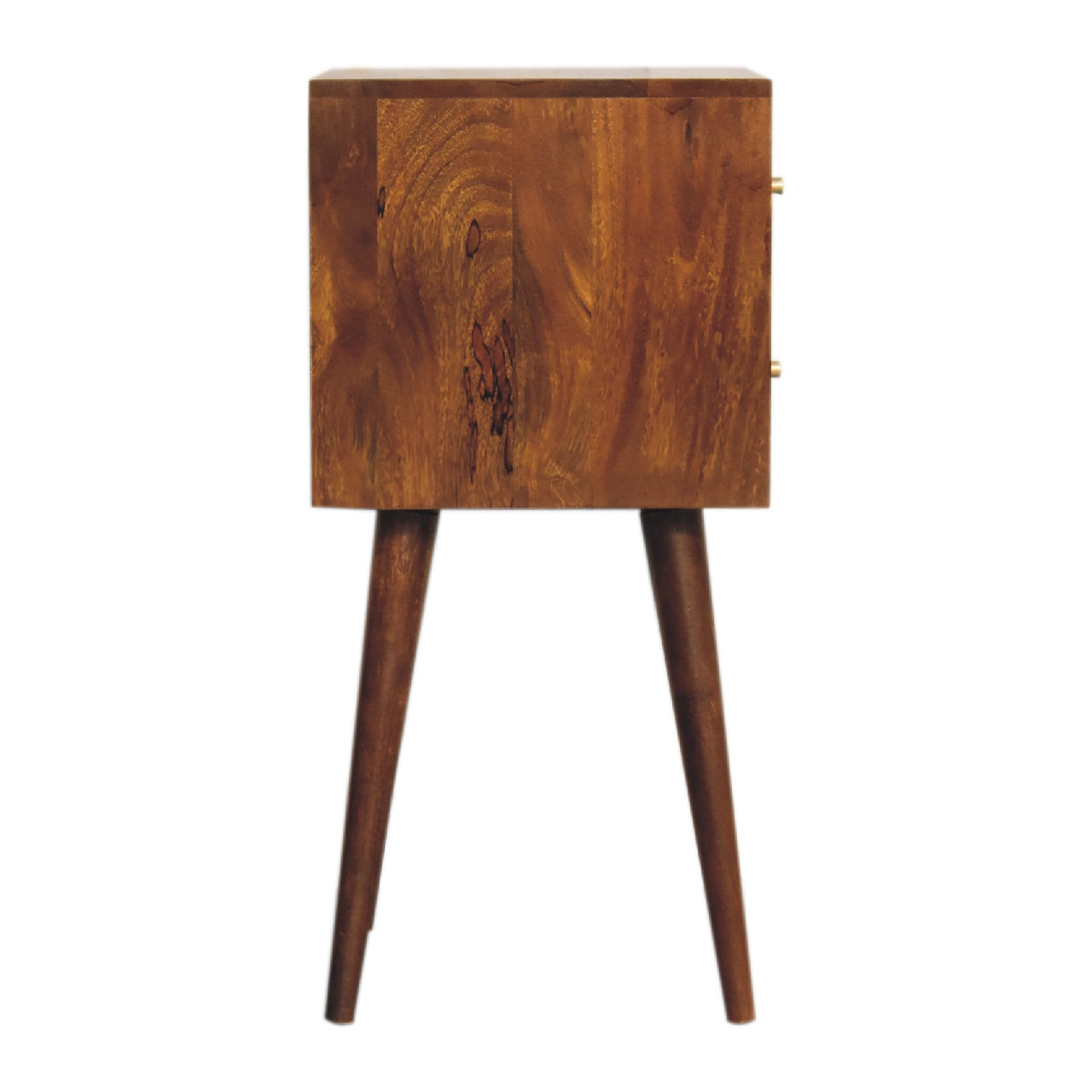 Cote Furniture | Small Cube Bedside Table 2 Drawer - Chestnut  Compact, Bedside Tables IN3288