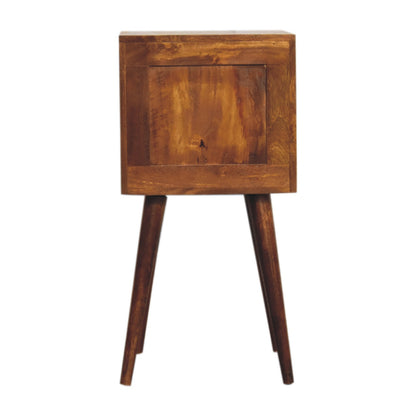 Cote Furniture | Small Cube Bedside Table 2 Drawer - Chestnut  Compact, Bedside Tables IN3288