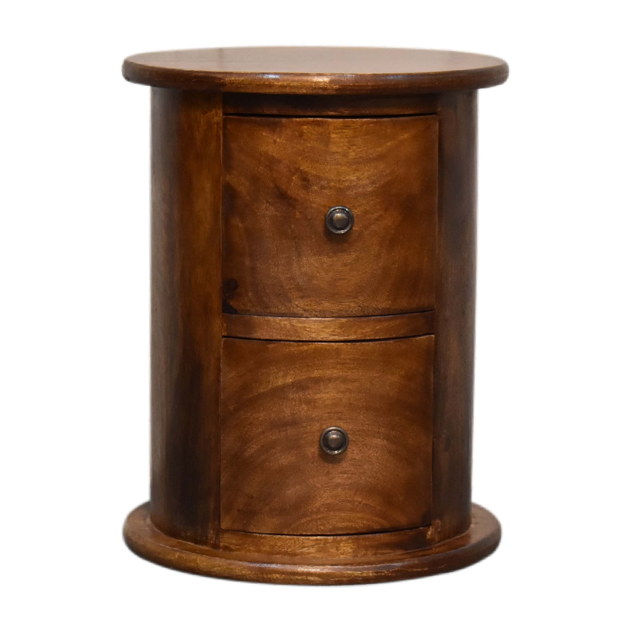 Cote Furniture | Small Drum Chest of Drawers 2 Drawer - Chestnut  Compact, Chest of Drawers, Bedside Tables IN3289