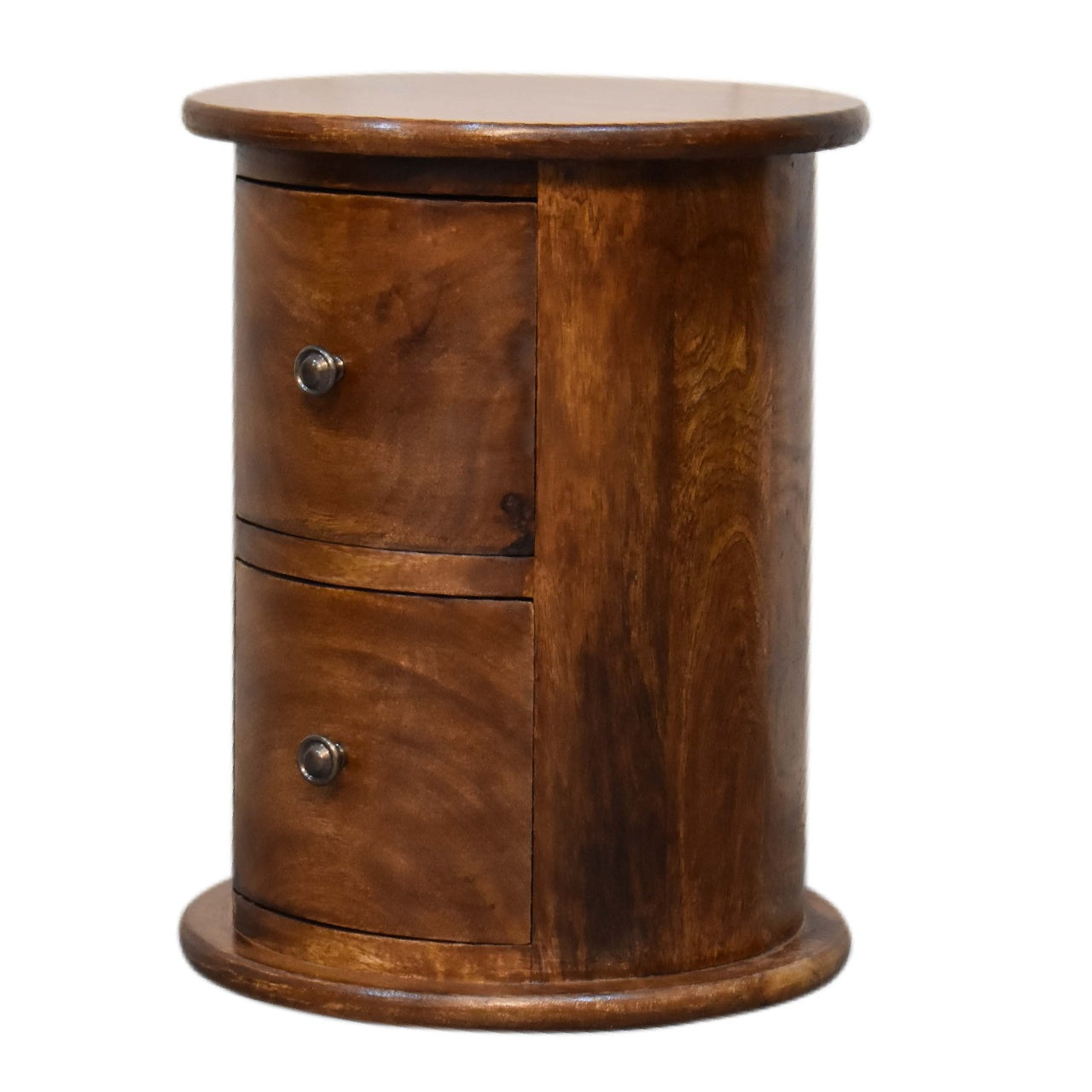 Cote Furniture | Small Drum Chest of Drawers 2 Drawer - Chestnut  Compact, Chest of Drawers, Bedside Tables IN3289