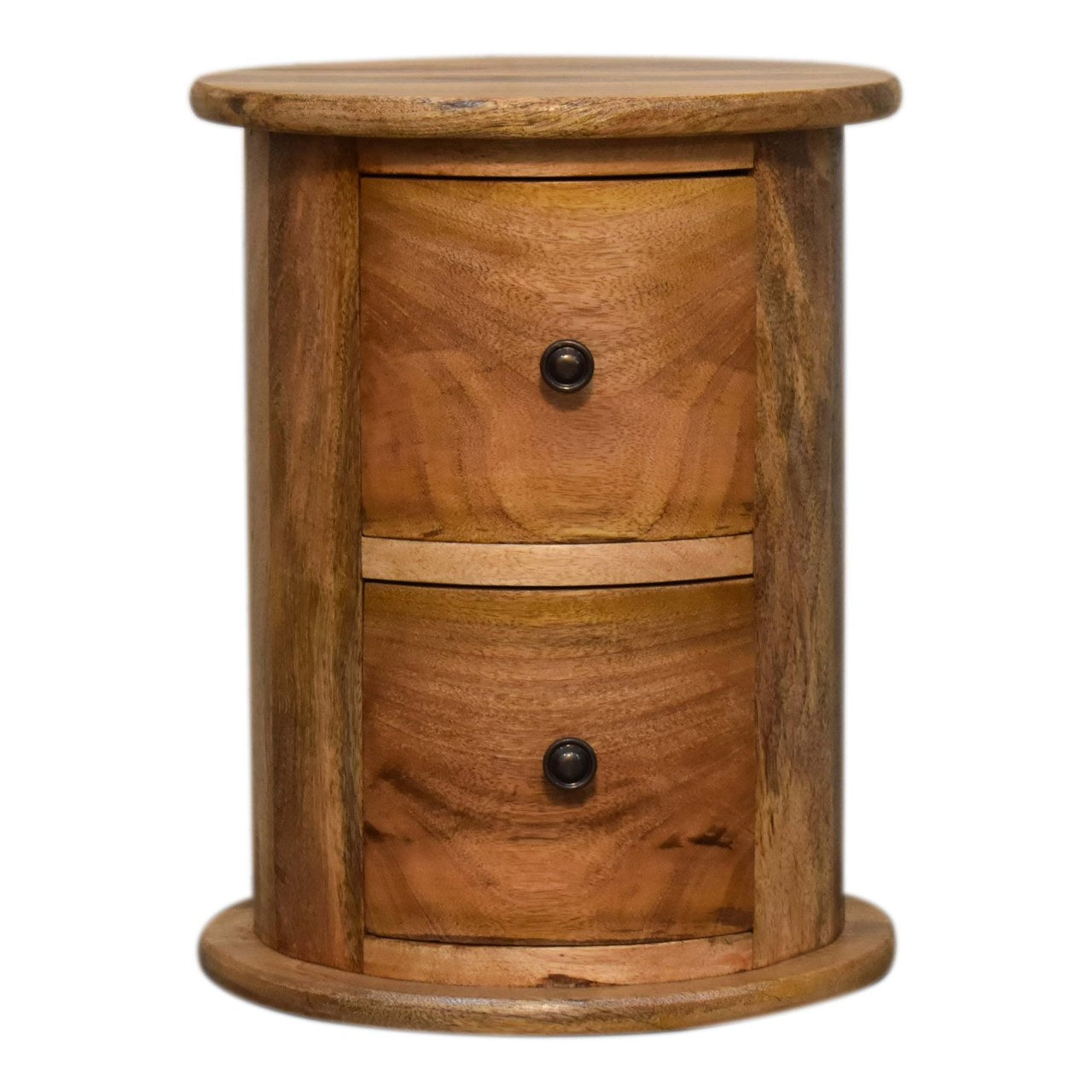 Cote Furniture | Small Drum Chest of Drawers 2 Drawer - Oak Compact, Chest of Drawers, Bedside Tables IN3290