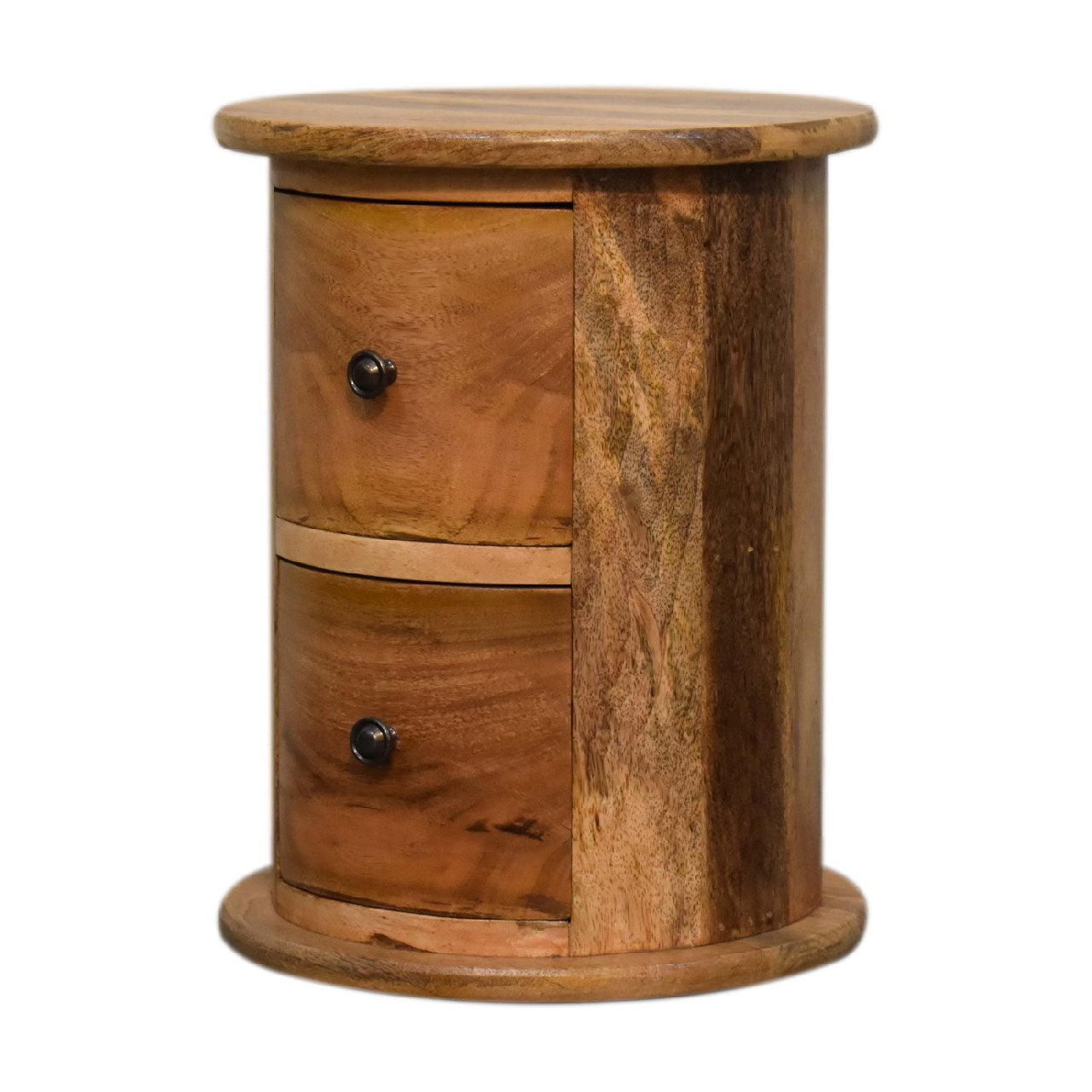 Cote Furniture | Small Drum Chest of Drawers 2 Drawer - Oak Compact, Chest of Drawers, Bedside Tables IN3290