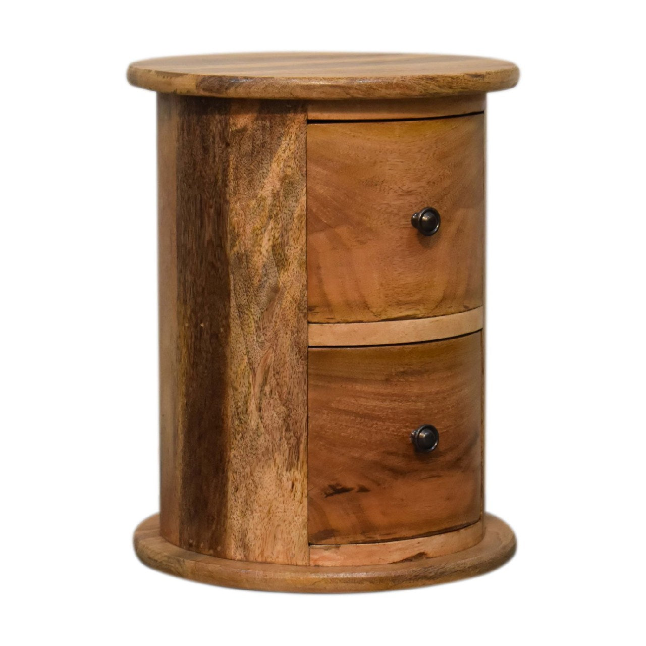 Cote Furniture | Small Drum Chest of Drawers 2 Drawer - Oak Compact, Chest of Drawers, Bedside Tables IN3290