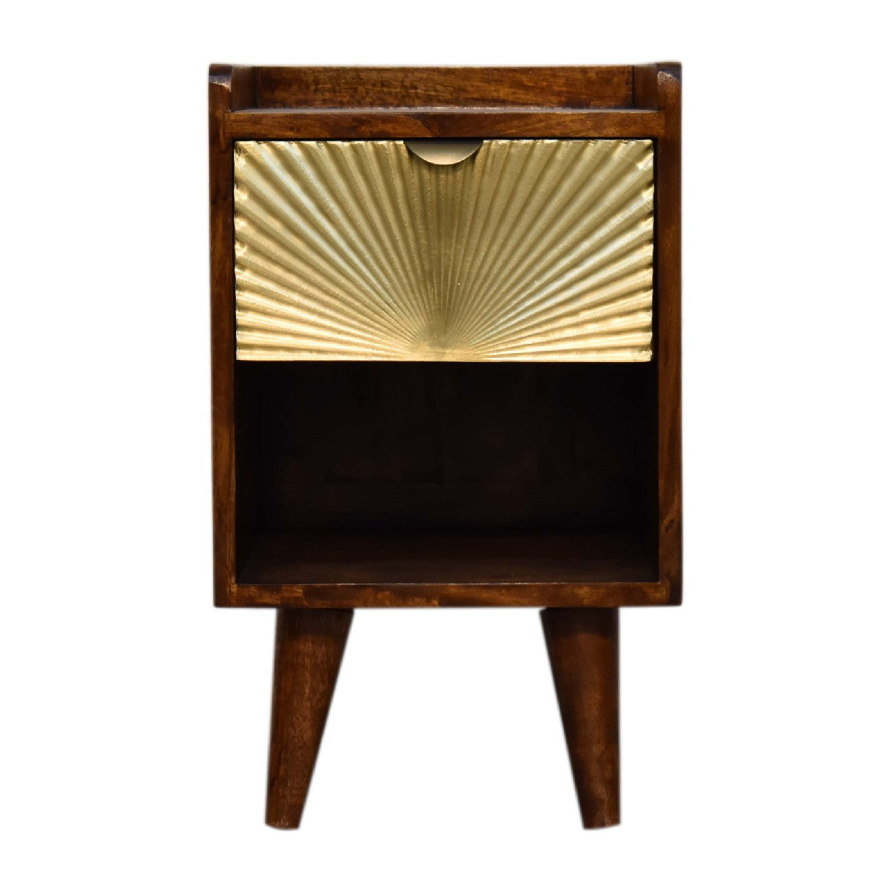 Cote Furniture | Small Manila (Gold) 1 Drawer Bedside Table - Chestnut Compact, Manilla, Bedside Tables IN3291