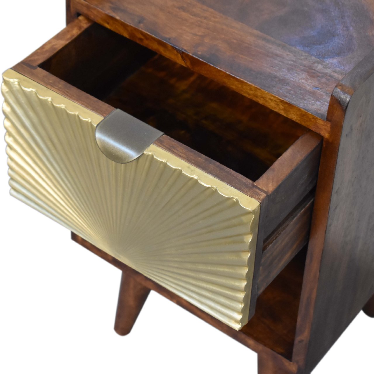 Cote Furniture | Small Manila (Gold) 1 Drawer Bedside Table - Chestnut Compact, Manilla, Bedside Tables IN3291