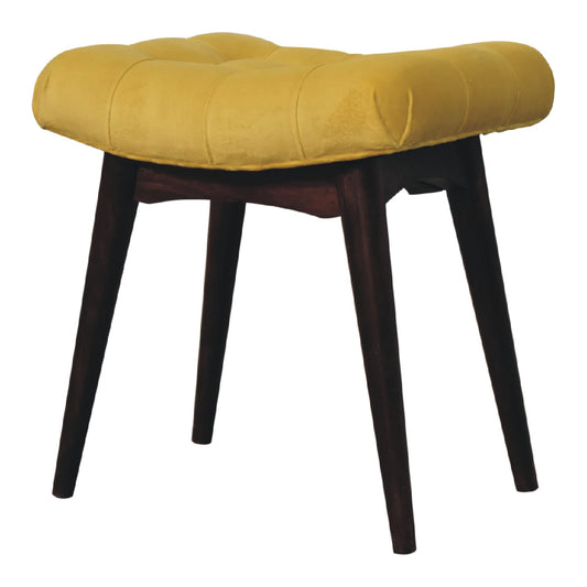 Cote Furniture | Small Velvet Curved Bench - Mustard  Compact, Hallway Seating & Storage, Accent Chairs & Armchairs IN3302