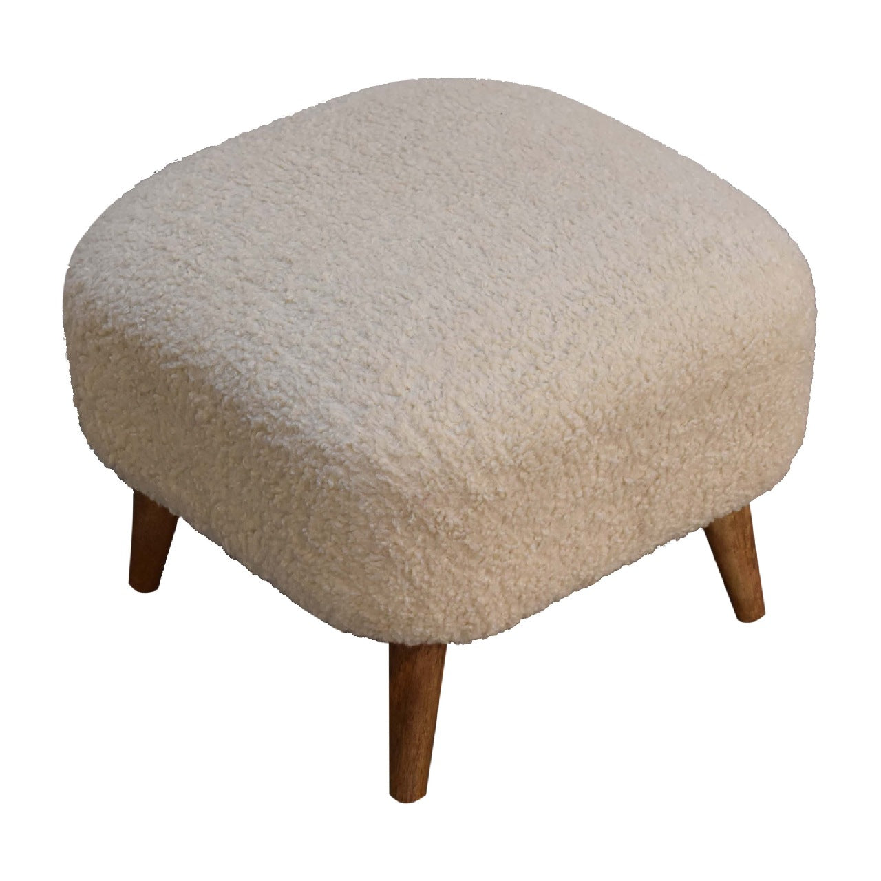 Cote Furniture | Boucle Square Footstool - Cream  Footstools IN3306