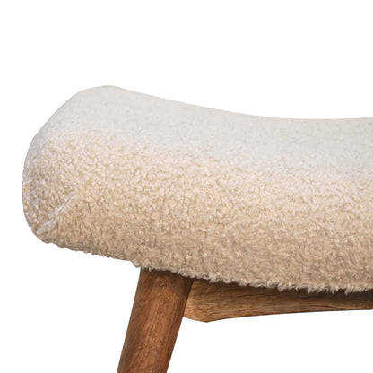 Cote Furniture | Boucle Curved Bench - Cream Hallway Seating & Storage, Accent Chairs & Armchairs IN3307