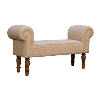 Cote Furniture | Boucle Bench - Cream  Hallway Seating & Storage, Accent Chairs & Armchairs IN3308