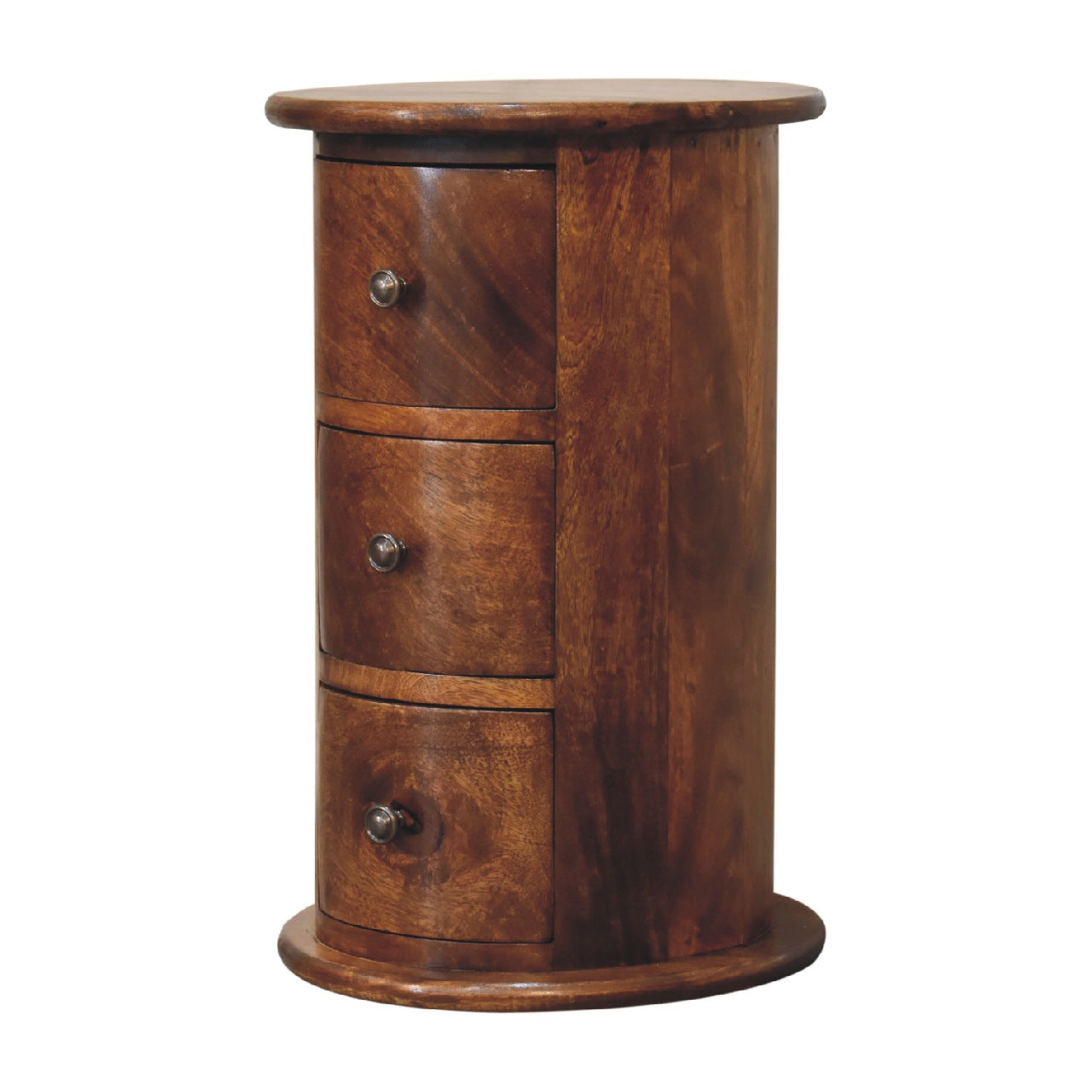 Cote Furniture | Small Drum Chest of Drawers - Chestnut  Compact, Chest of Drawers, Bedside Tables IN3310