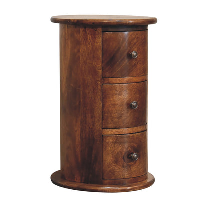 Cote Furniture | Small Drum Chest of Drawers - Chestnut  Compact, Chest of Drawers, Bedside Tables IN3310