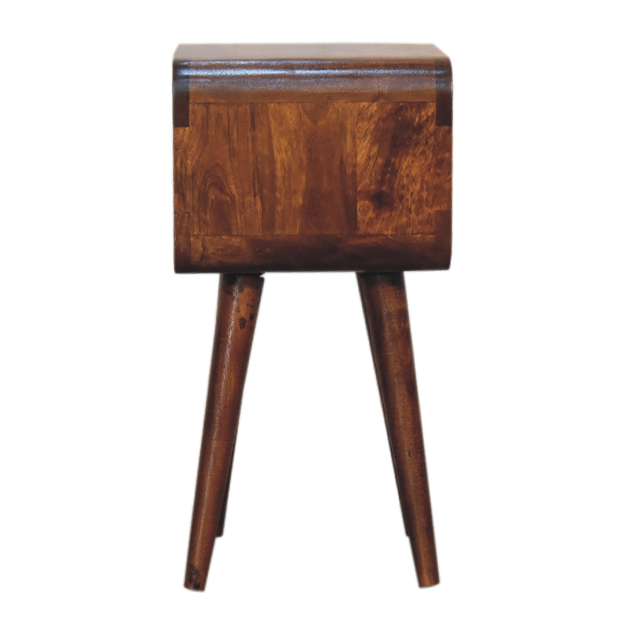 Cote Furniture | Small Curved Open Bedside Table - Chestnut  Compact, Curved, Bedside Tables IN3311