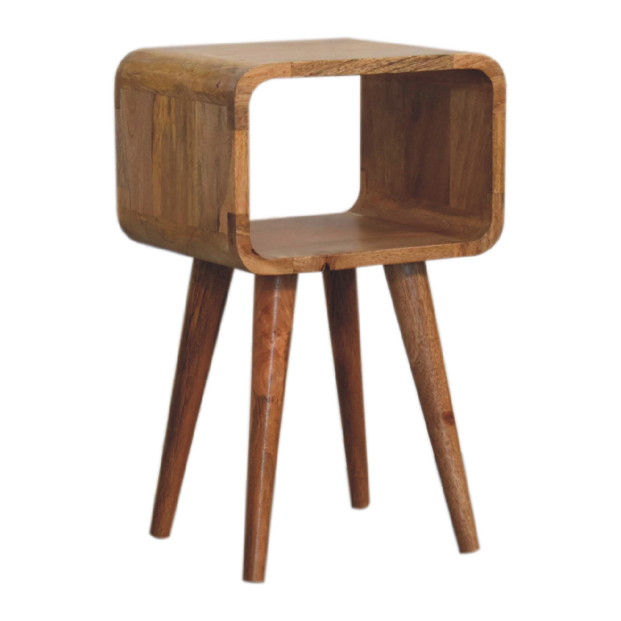 Cote Furniture | Small Curved Open Bedside Table - Oak Compact, Curved, Bedside Tables IN3312