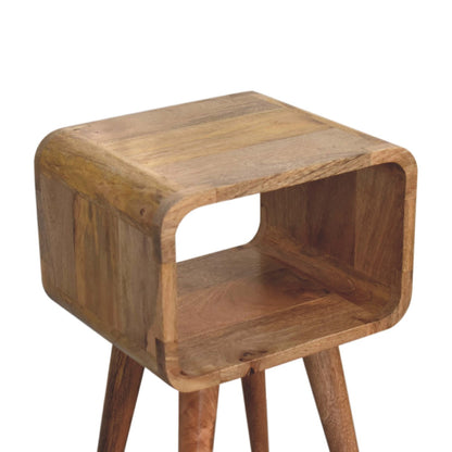 Cote Furniture | Small Curved Open Bedside Table - Oak Compact, Curved, Bedside Tables IN3312