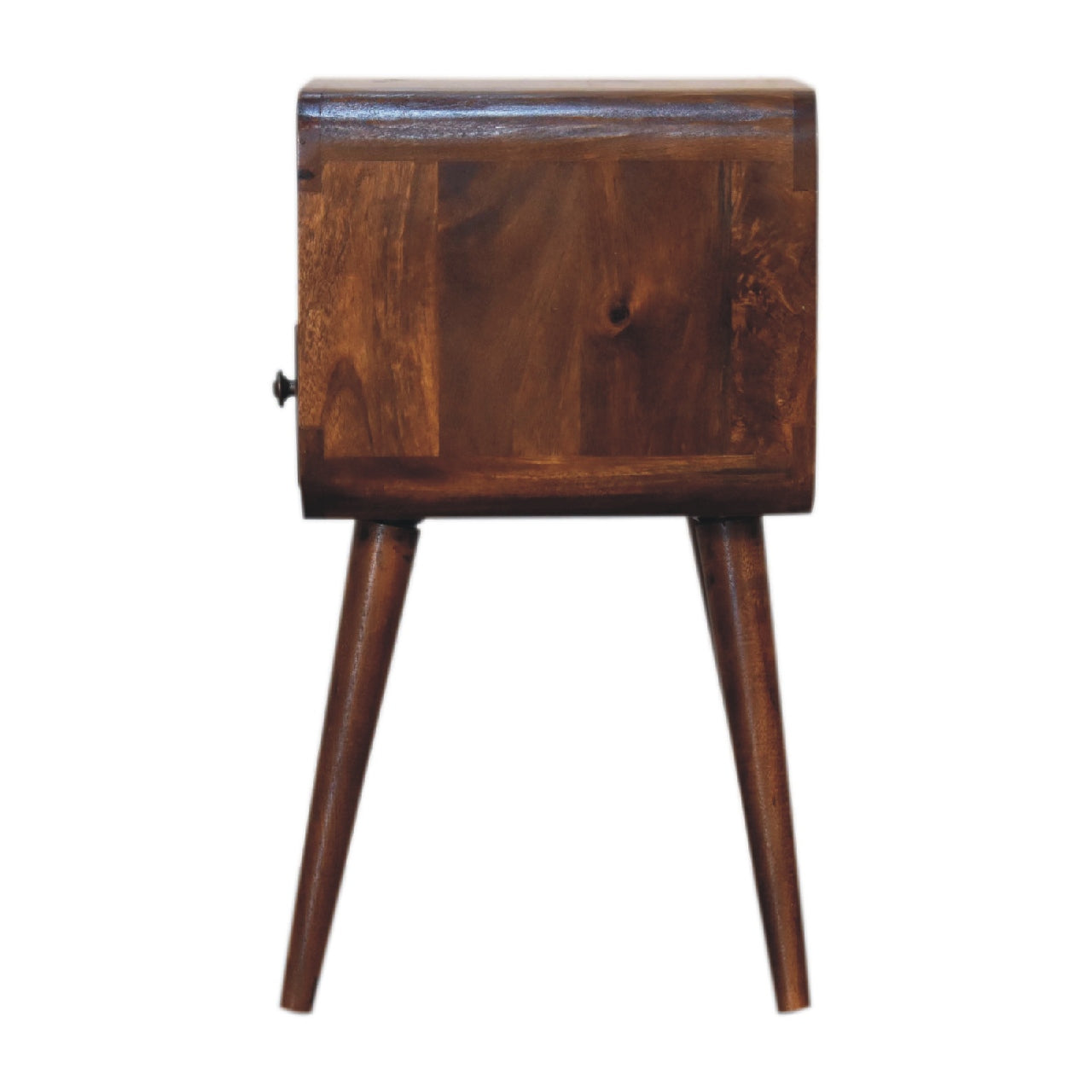 Cote Furniture | Small Curve Open Bedside Table - Chestnut  Compact, Curved, Bedside Tables IN3313